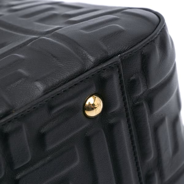 Pre-owned Fendi Small Zucca Embossed Nappa FF 1974 Tote Black