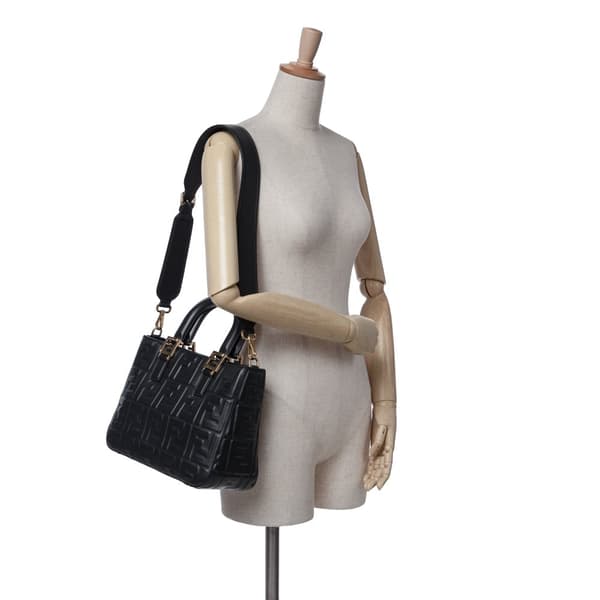 Pre-owned Fendi Small Zucca Embossed Nappa FF 1974 Tote Black