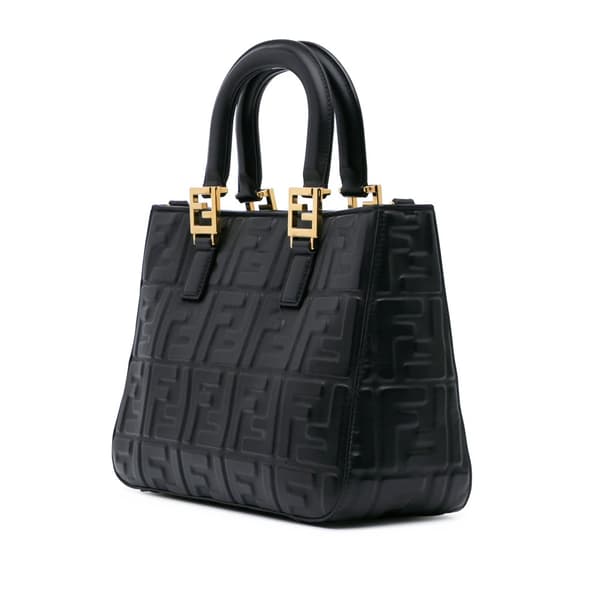 Pre-owned Fendi Small Zucca Embossed Nappa FF 1974 Tote Black