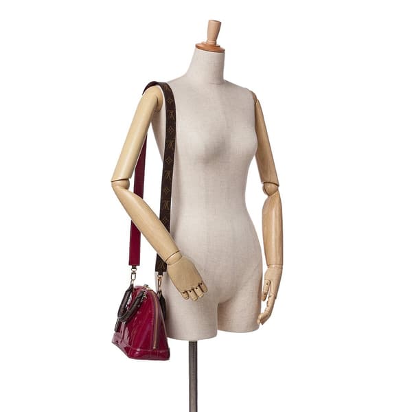 Pre-owned Louis Vuitton Vernis Miroir Alma BB Red