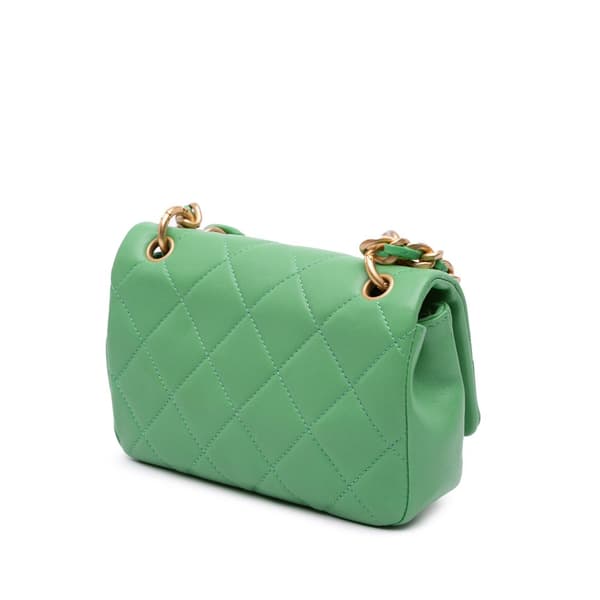 Pre-owned Chanel Small Quilted Lambskin Chain Is More Flap Green