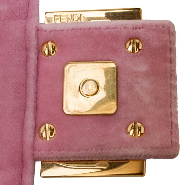 Pre-owned Fendi Zucca Embossed Velvet Baguette Satchel Pink
