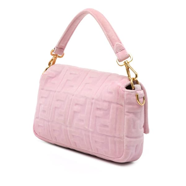 Pre-owned Fendi Zucca Embossed Velvet Baguette Satchel Pink