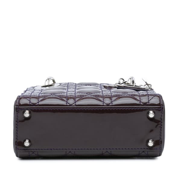 Pre-owned Dior Mini Patent Cannage Lady Dior Purple