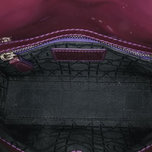 Pre-owned Dior Mini Patent Cannage Lady Dior Purple