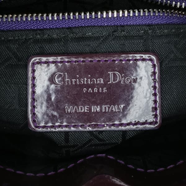 Pre-owned Dior Mini Patent Cannage Lady Dior Purple