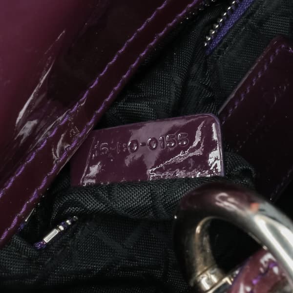 Pre-owned Dior Mini Patent Cannage Lady Dior Purple
