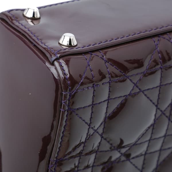 Pre-owned Dior Mini Patent Cannage Lady Dior Purple