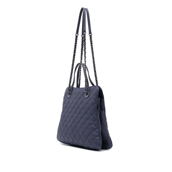 Pre-owned Chanel Quilted Lambskin Daily Shopping Tote Purple