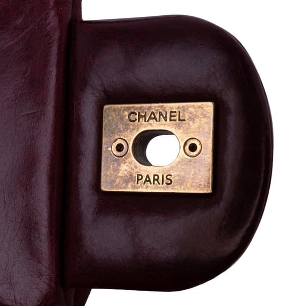 Pre-owned Chanel Medium Glazed Calfskin Castle Rock Top Handle Flap Red