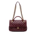 Pikkukuva 1 / 10: Pre-owned Chanel Medium Glazed Calfskin Castle Rock Top Handle Flap Red