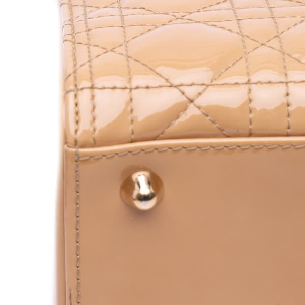 Pre-owned Dior Large Patent Cannage Lady Dior Brown