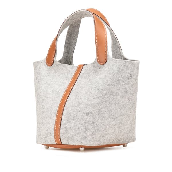 Pre-owned Hermès Feutre and Swift Picotin Lock 18 Gray