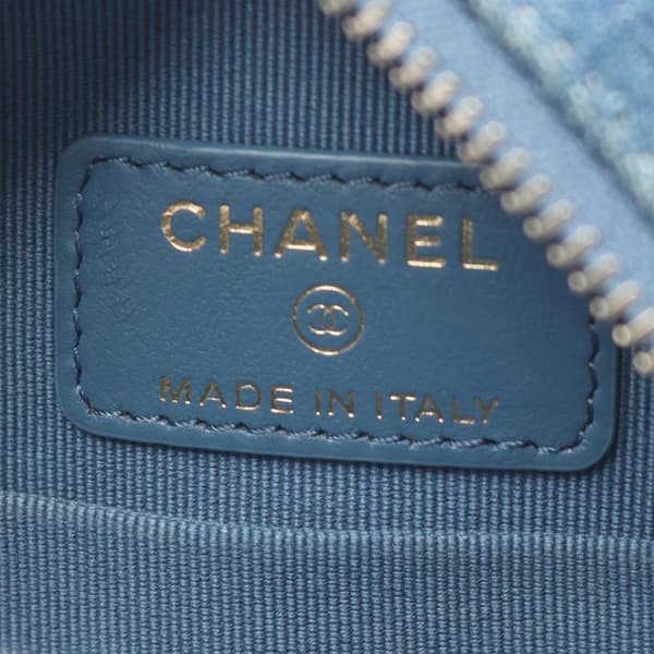 Pre-owned Chanel Denim 19 Round Clutch with Chain Blue
