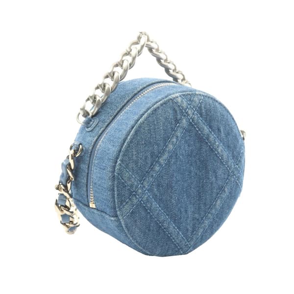 Pre-owned Chanel Denim 19 Round Clutch with Chain Blue