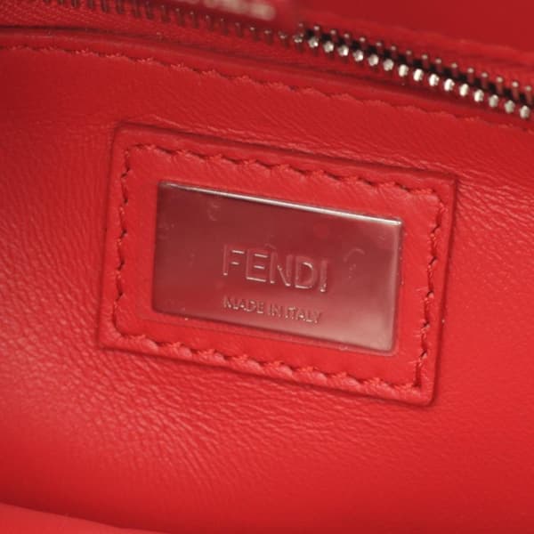 Pre-owned Fendi Mini Embroidered Raffia Peekaboo Satchel Gray