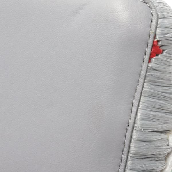 Pre-owned Fendi Mini Embroidered Raffia Peekaboo Satchel Gray