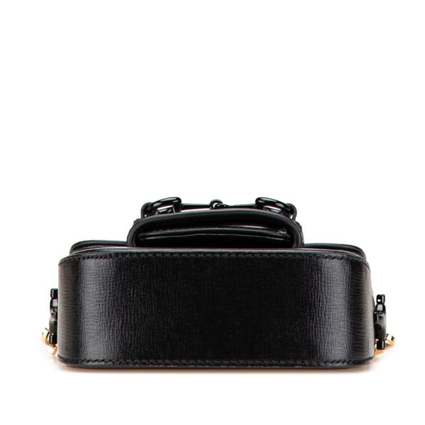 Pre-owned Gucci Mini Leather Horsebit 1955 Web Satchel Black
