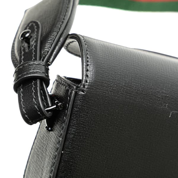 Pre-owned Gucci Mini Leather Horsebit 1955 Web Satchel Black