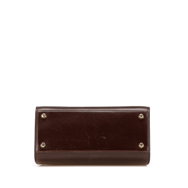 Pre-owned Dior Leather Fermoir Top Handle Bag Brown