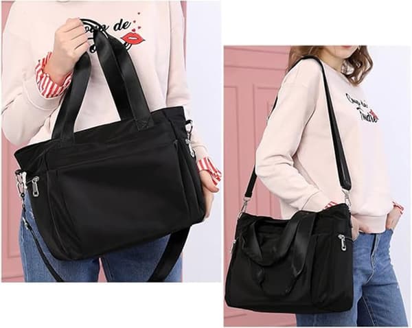 Vattentät Nylon Handväska Dam Stor Tote Axelväska Crossbody 38x17x28cm