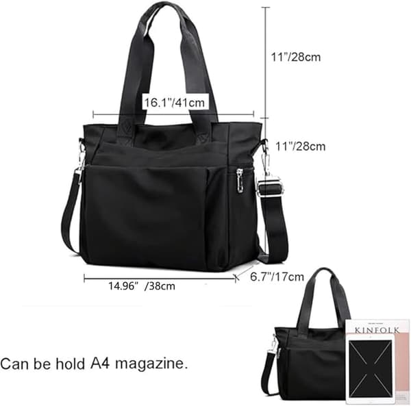 Vattentät Nylon Handväska Dam Stor Tote Axelväska Crossbody 38x17x28cm