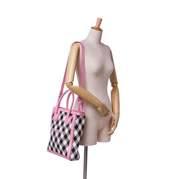 Pre-owned Balmain Canvas Checkered B-Army 26 Shopping Satchel White