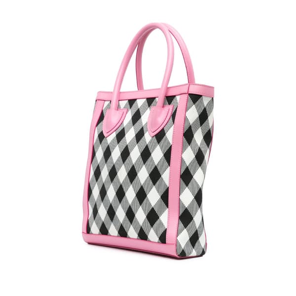 Pre-owned Balmain Canvas Checkered B-Army 26 Shopping Satchel White