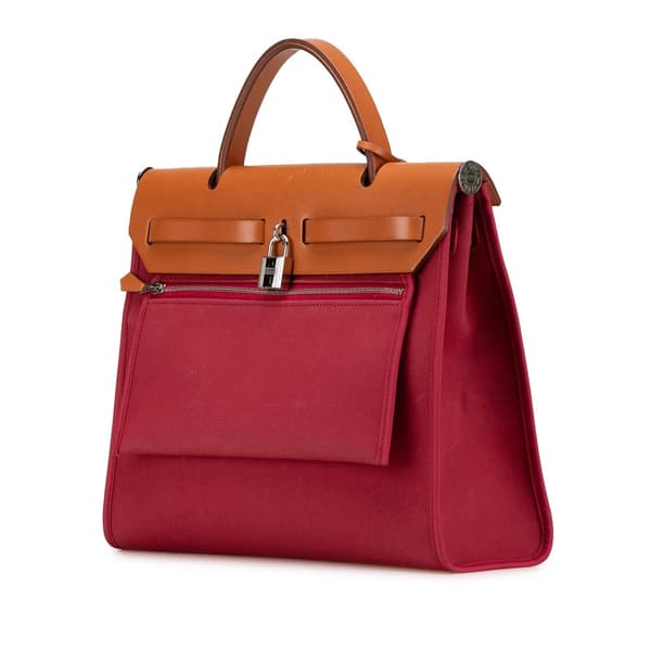 Pre-owned Hermès Toile Herbag Zip 31 Red