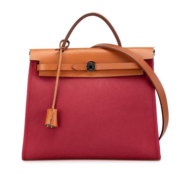 Pre-owned Hermès Toile Herbag Zip 31 Red