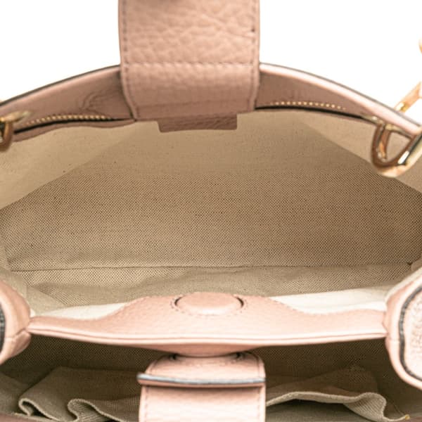Pre-owned Gucci Small Calfskin Bamboo Shopper Satchel Pink