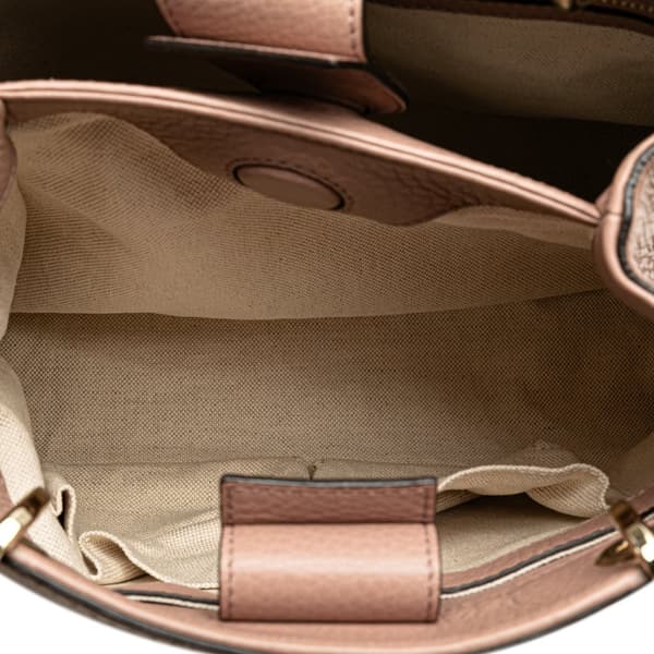 Pre-owned Gucci Small Calfskin Bamboo Shopper Satchel Pink