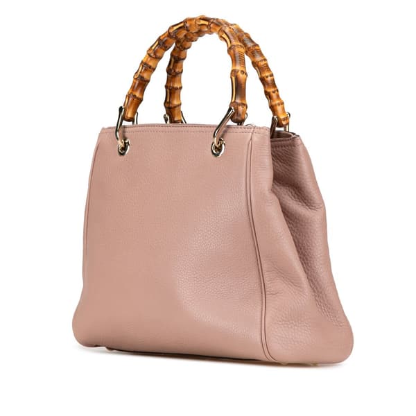 Pre-owned Gucci Small Calfskin Bamboo Shopper Satchel Pink