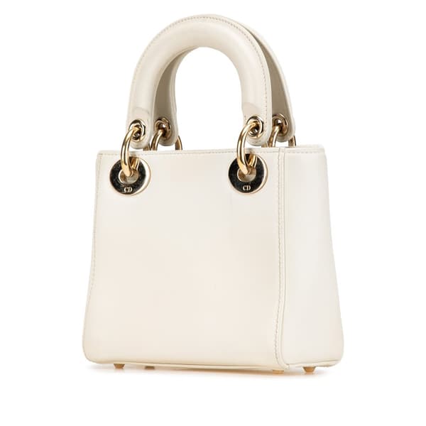 Pre-owned Dior Niki De Saint Phalle Mini Calfskin Dioramour Lady Dior White