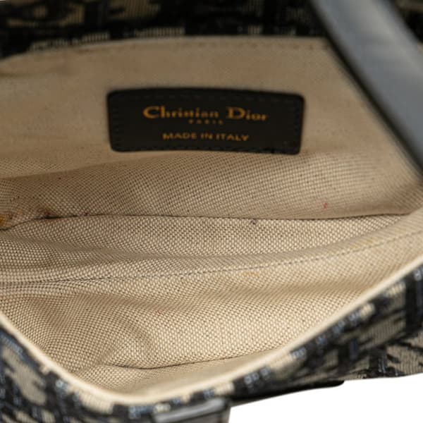 Pre-owned Dior Mini Oblique Canvas Saddle Bag Blue