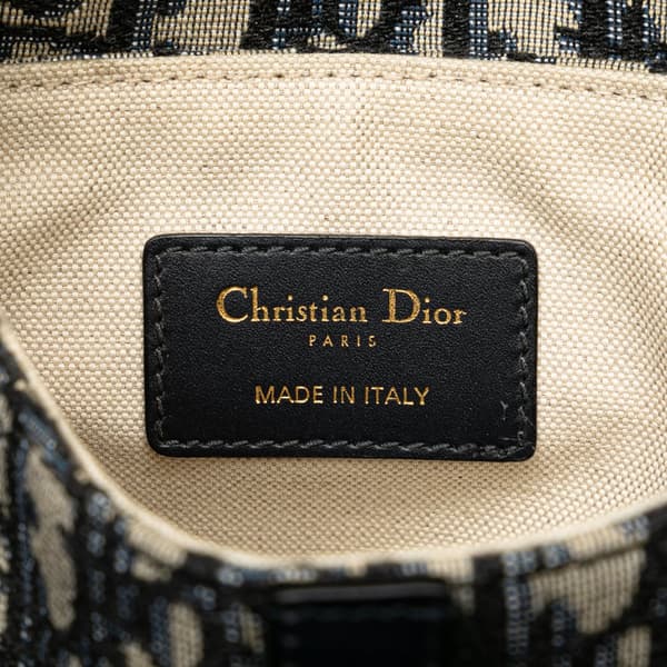 Pre-owned Dior Mini Oblique Canvas Saddle Bag Blue