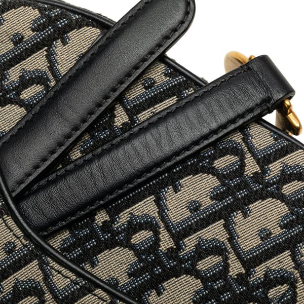 Pre-owned Dior Mini Oblique Canvas Saddle Bag Blue