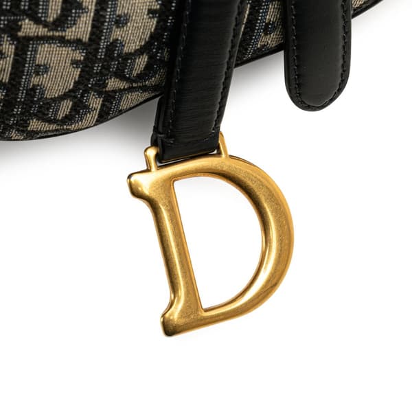 Pre-owned Dior Mini Oblique Canvas Saddle Bag Blue