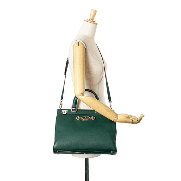 Pre-owned Gucci Medium Zumi Leather Satchel Green