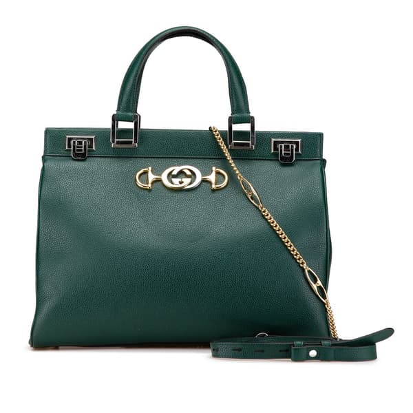 Pre-owned Gucci Medium Zumi Leather Satchel Green