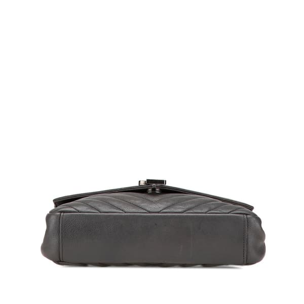 Pre-owned Saint Laurent Medium Monogram Chevron Sheepskin College Satchel Gray