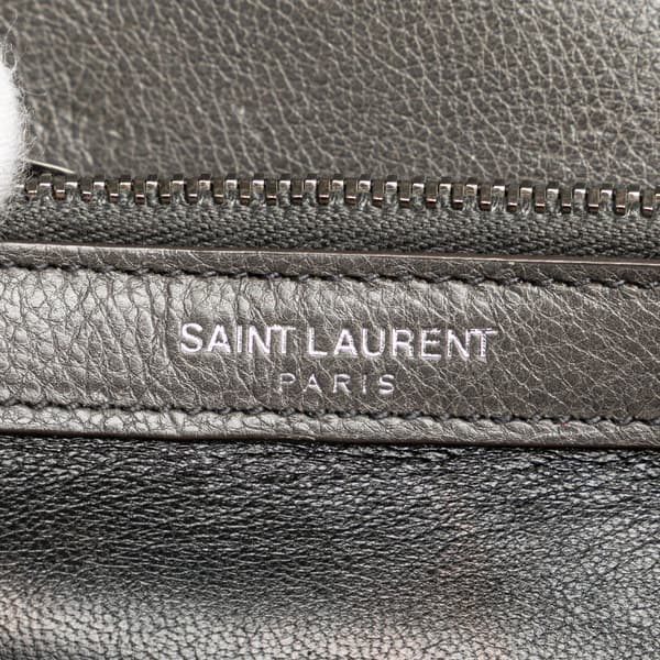 Pre-owned Saint Laurent Medium Monogram Chevron Sheepskin College Satchel Gray