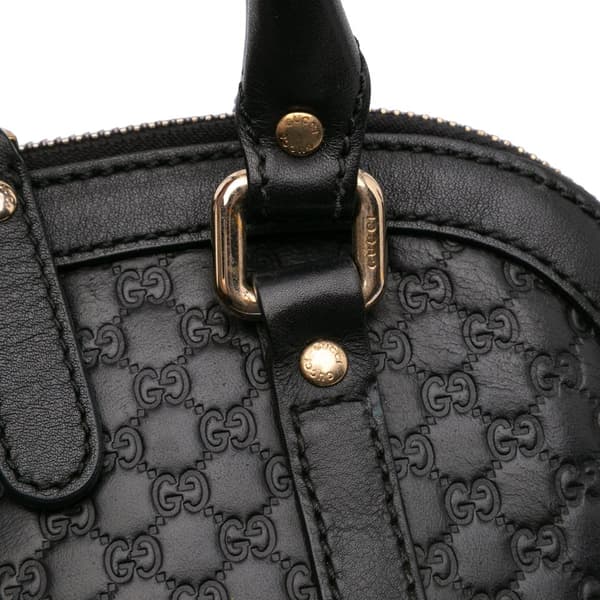 Pre-owned Gucci Mini Microguccissima Dome Satchel Black