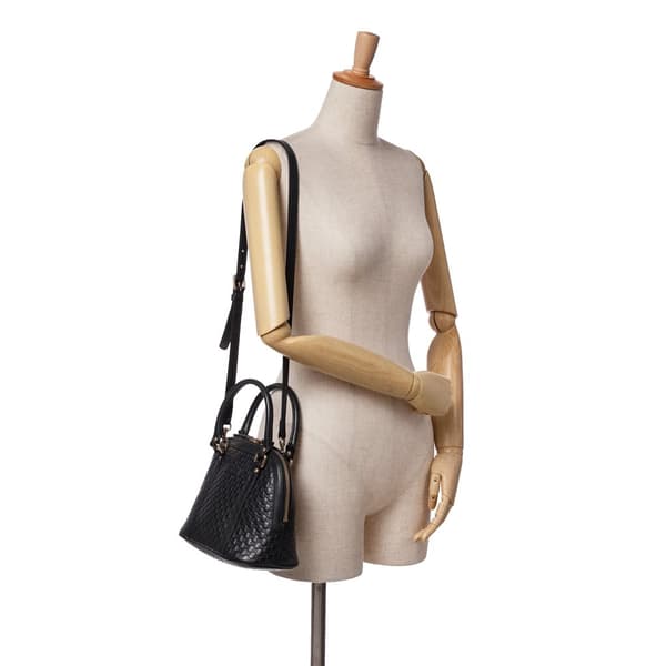Pre-owned Gucci Mini Microguccissima Dome Satchel Black