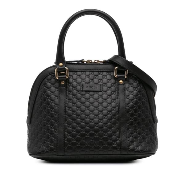 Pre-owned Gucci Mini Microguccissima Dome Satchel Black