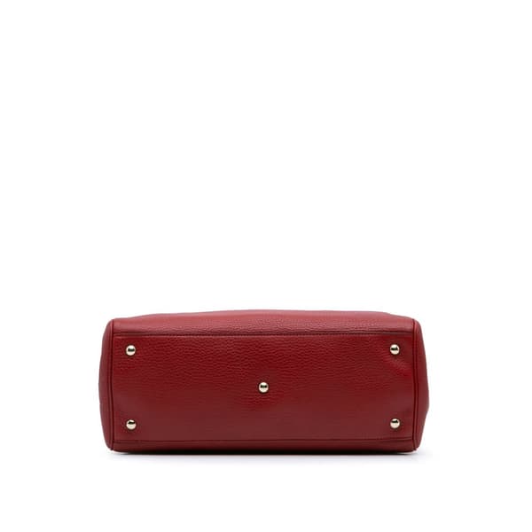 Pre-owned Gucci Medium Calfskin Bamboo Shopper Satchel Red