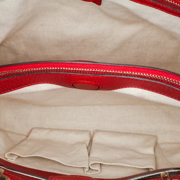 Pre-owned Gucci Medium Calfskin Bamboo Shopper Satchel Red