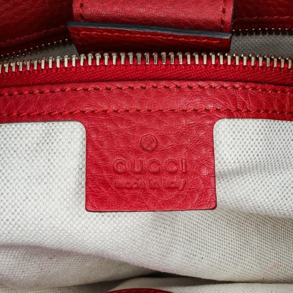 Pre-owned Gucci Medium Calfskin Bamboo Shopper Satchel Red