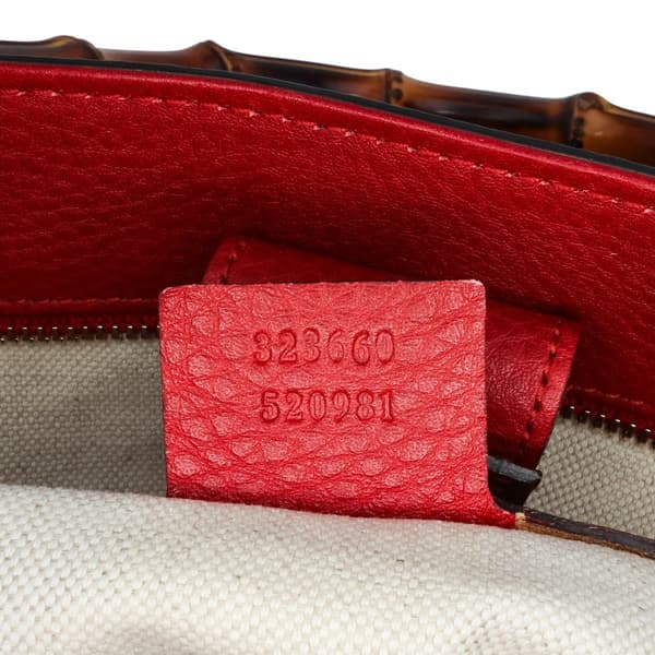 Pre-owned Gucci Medium Calfskin Bamboo Shopper Satchel Red