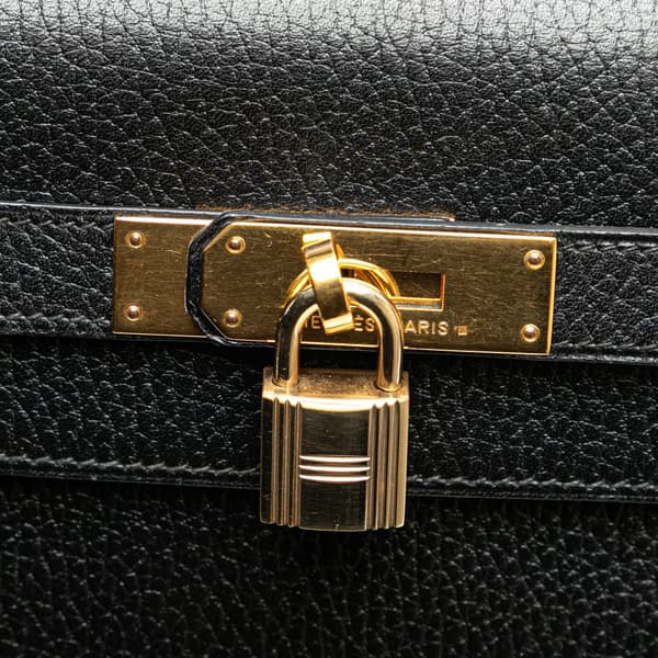 Pre-owned Hermès Ardennes Kelly Sellier 35 Black
